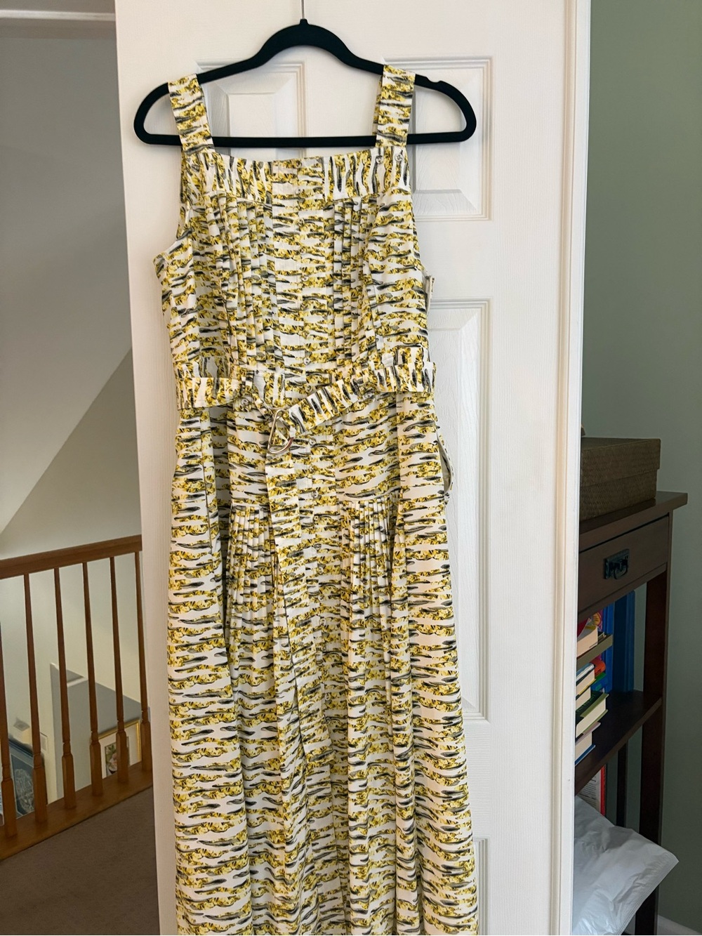 White House Black Market Yellow and White Patterned Maxi Dress